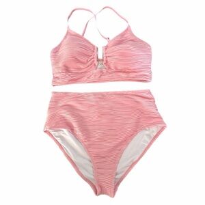 2 Piece Bikini Set U-Wire Cutout Swimsuit High Waisted - Size L - NWOT